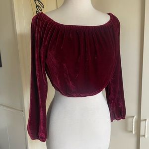 Pinup off the shoulder velvet burgundy red peasant top size large the hanger
